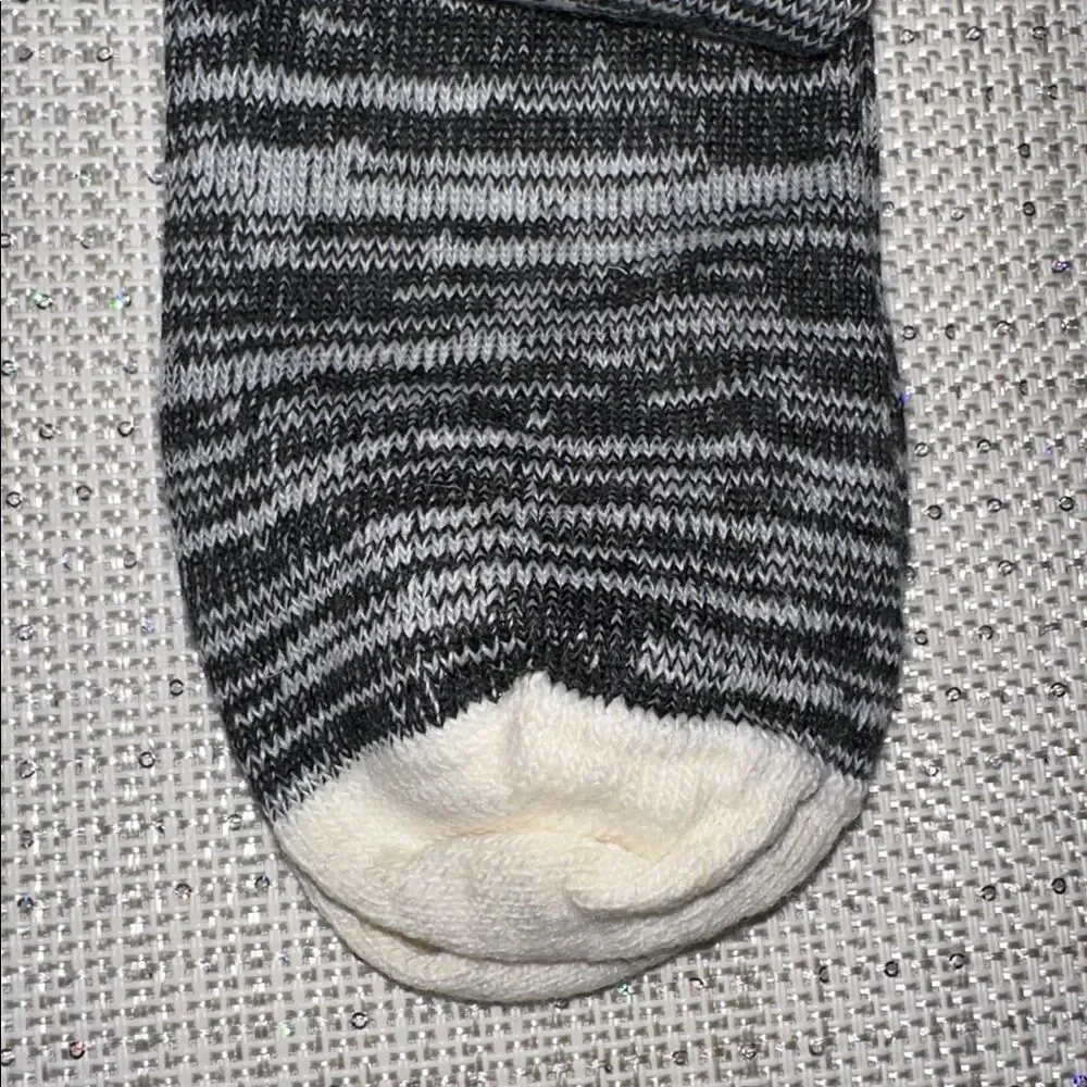 Alaska Knits Black Gray Ivory Heather Traditional Wool Blend Knee High Socks